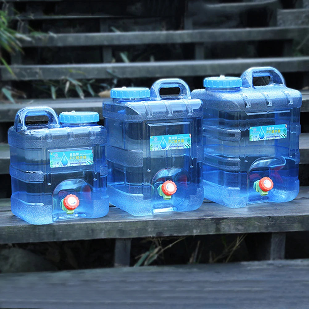 Transparante Wateropslagtank met Kraan (7,5L / 10L / 15L) – Drinkwater Opslag voor Noodpakket, Camping en Outdoor